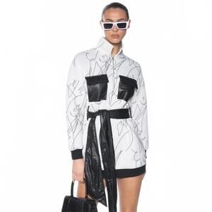 AKIRA Color Me In Tie Front Mini Dress Women's Plus Size 1X